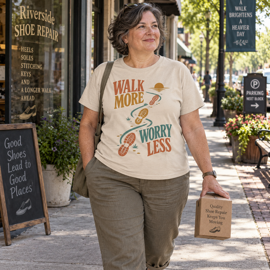 "Walk More. Worry Less" Vintage T-Shirt