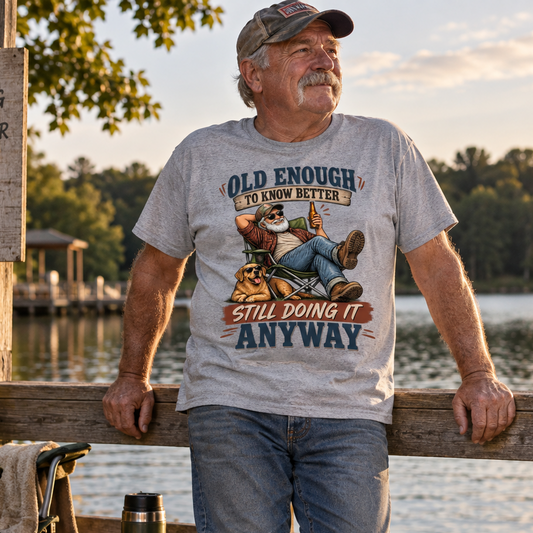 "Old Enough To Know Better. Still Doing It Anyway" Vintage T-Shirt