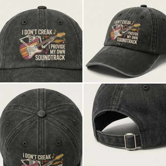 "I Don't Creak. I Provide My Own Soundtrack" Vintage Washed Cap