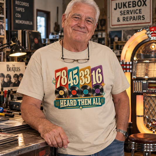 "78 45 33 16 Heard Them All" Vintage T-Shirt