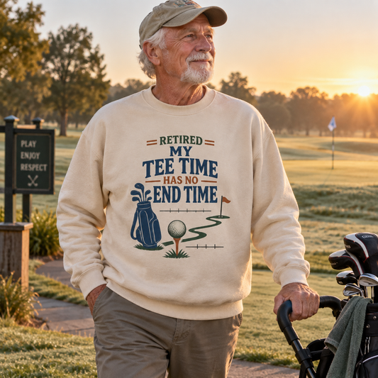 "Retired. My Tee Time Has No End Time" Vintage Sweatshirt