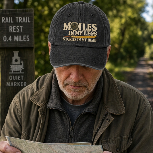 "Miles In My Legs. Stories In My Head" Vintage Washed Cap