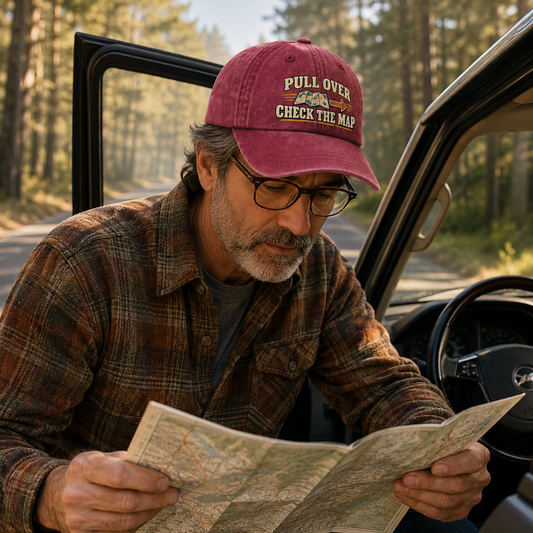 "Pull Over. Check The Map" Vintage Washed Cap