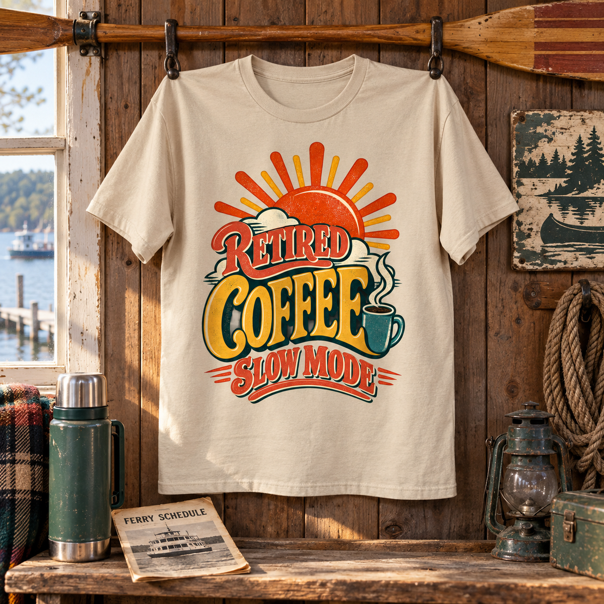 "Retired. Coffee Slow Mode" Vintage T-Shirt