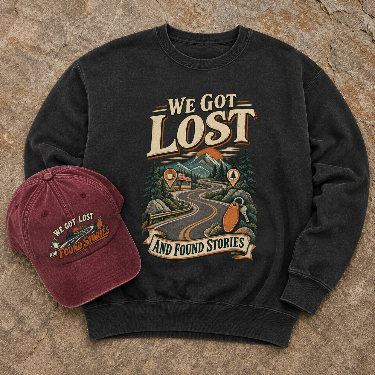 "We Got Lost And Found Stories" Vintage Sweatshirt