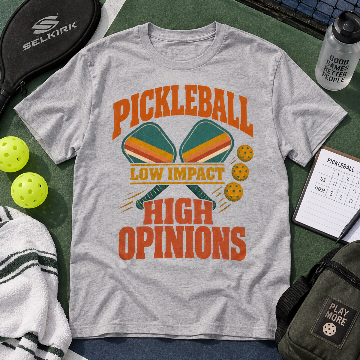"Pickleball Low Impact. High Opinions" Vintage T-Shirt