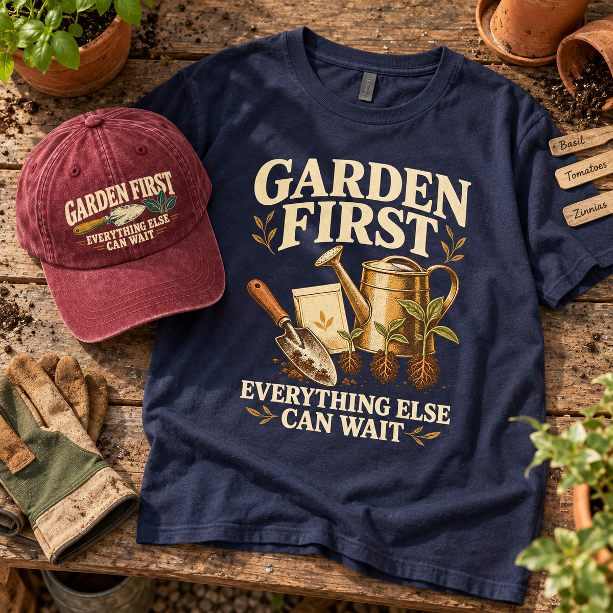 "Garden First. Everything Else Can Wait" Vintage T-Shirt