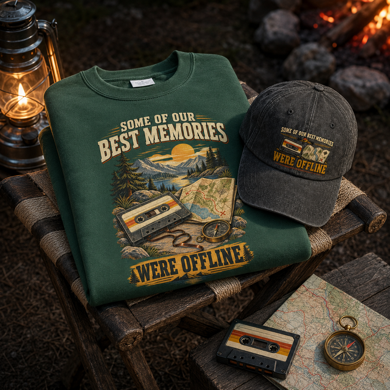 "Some Of Our Best Memories Were Offline" Vintage Washed Cap