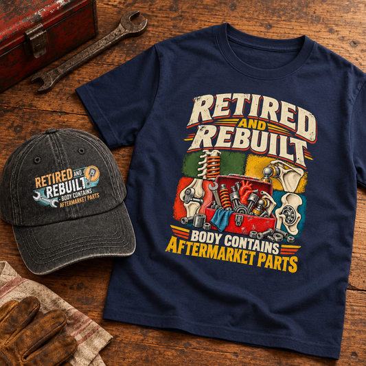 "Retired And Rebuilt. Body Contains Aftermarket Parts" Vintage T-Shirt