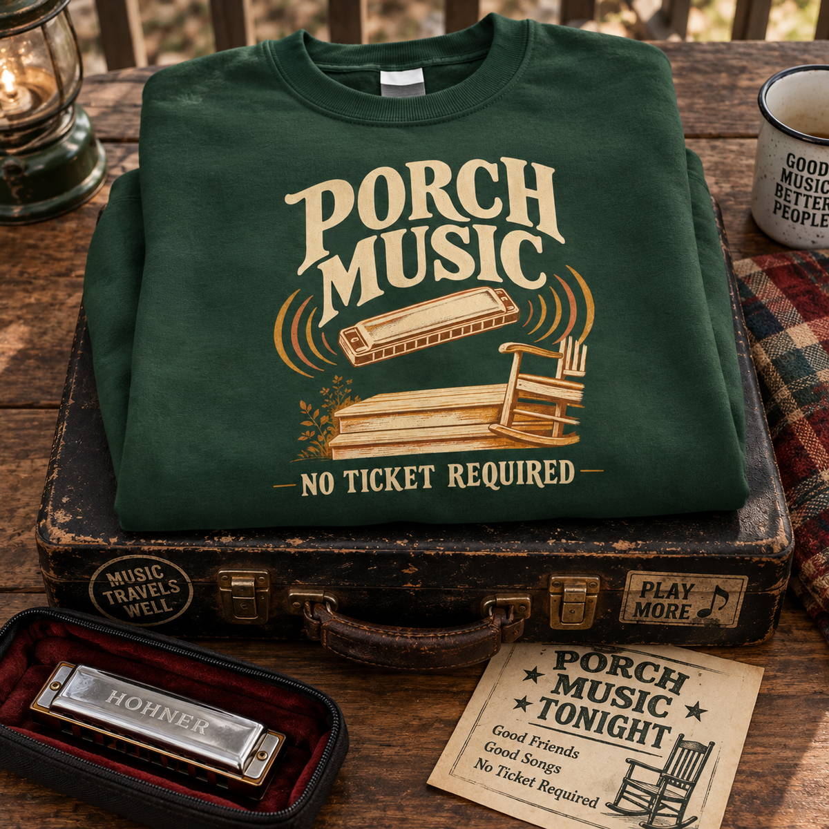 "Porch Music. No Ticket Required" Vintage Sweatshirt