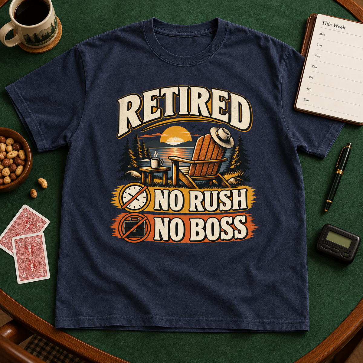"Retired. No Rush No Boss" Vintage T-Shirt