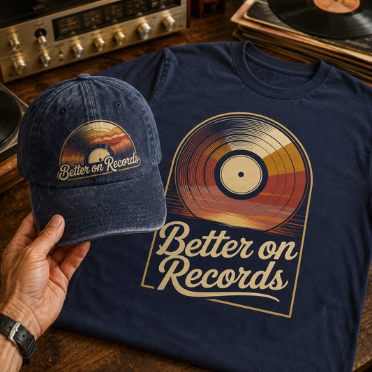 "Better On Records" Retro Vinyl Washed Cap