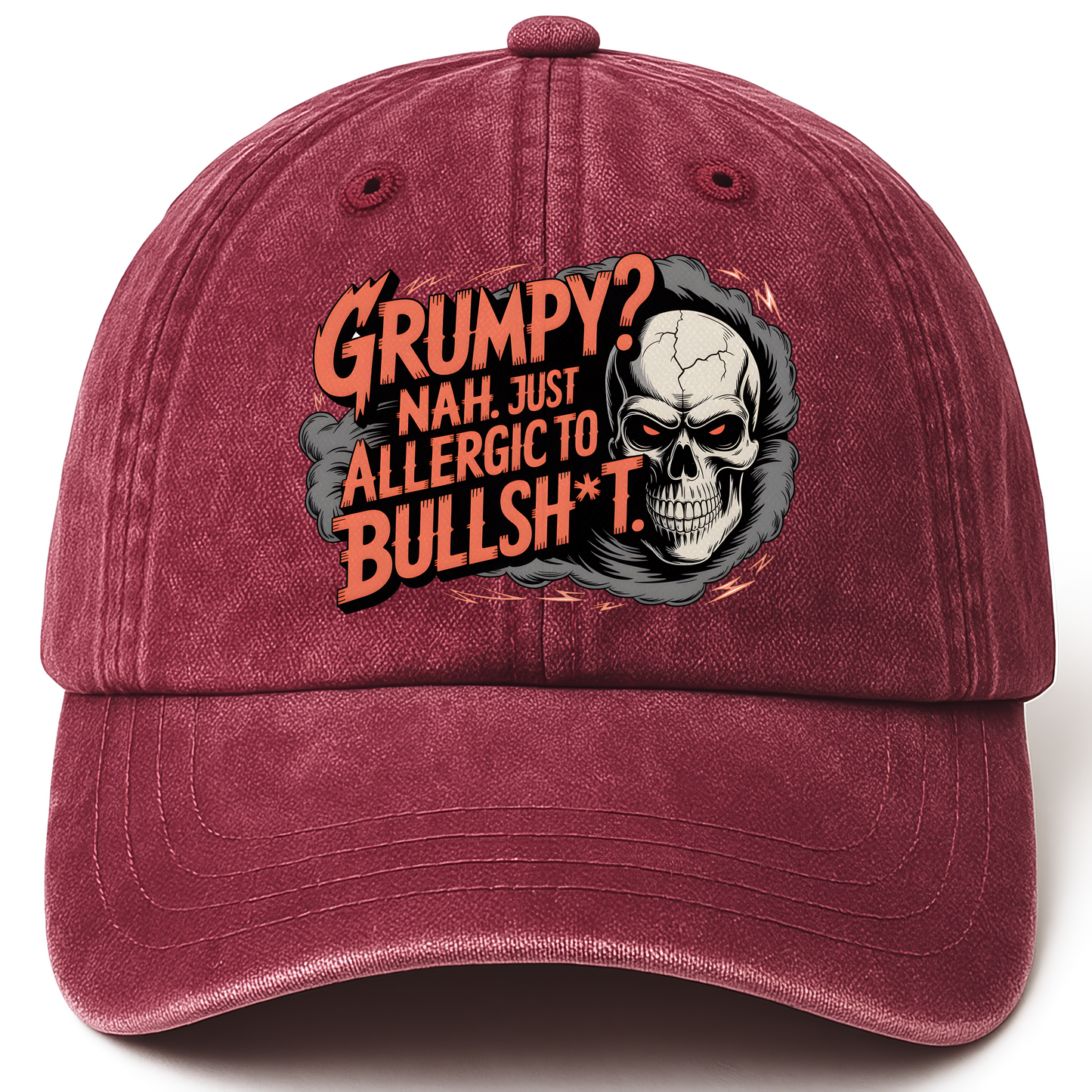 Wine Red vintage washed cap with B.S. Eliminator printed front design
