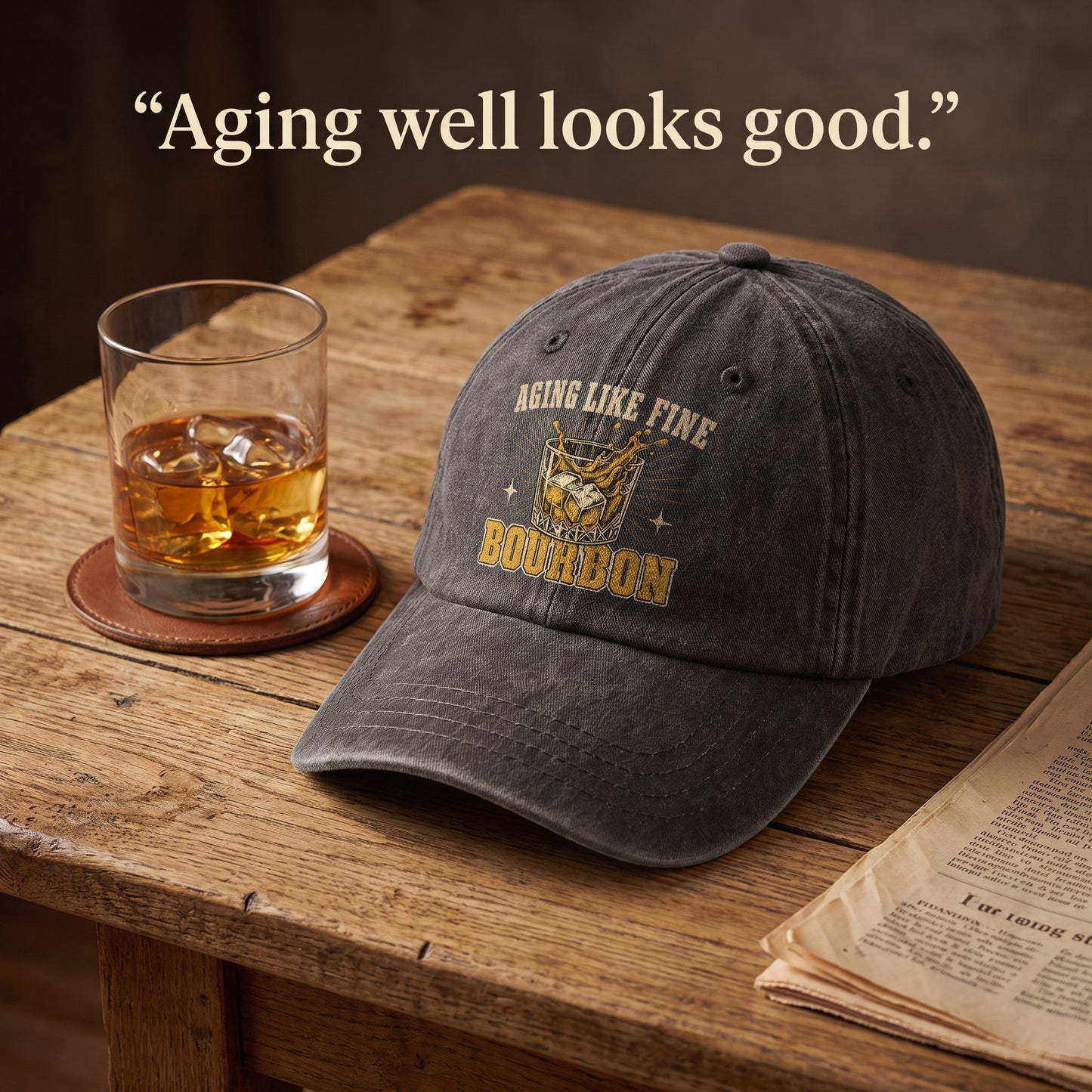 "Aging Like Fine Bourbon" Vintage Washed Cap