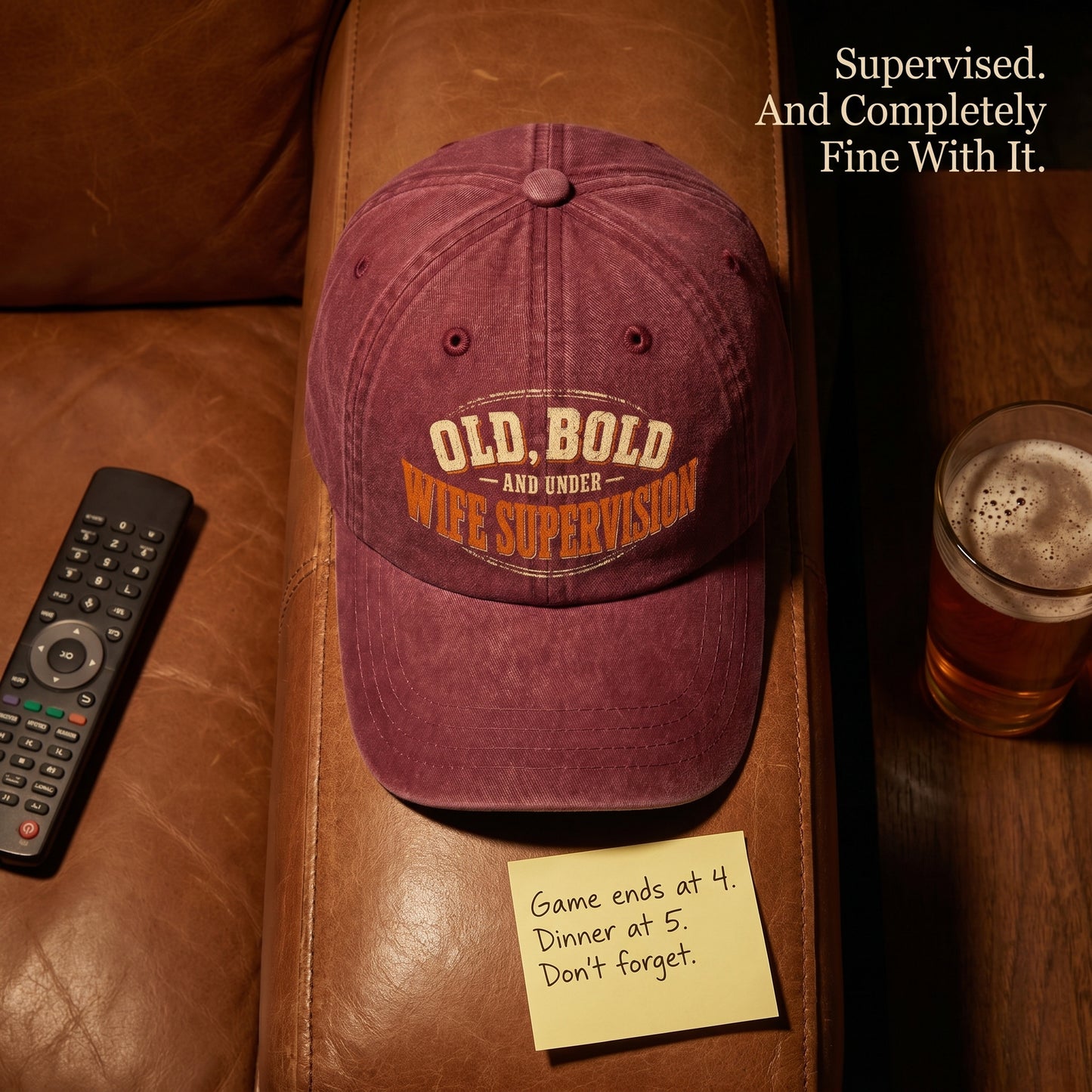 "Old, Bold and Under Wife Supervision" Vintage Washed Cap