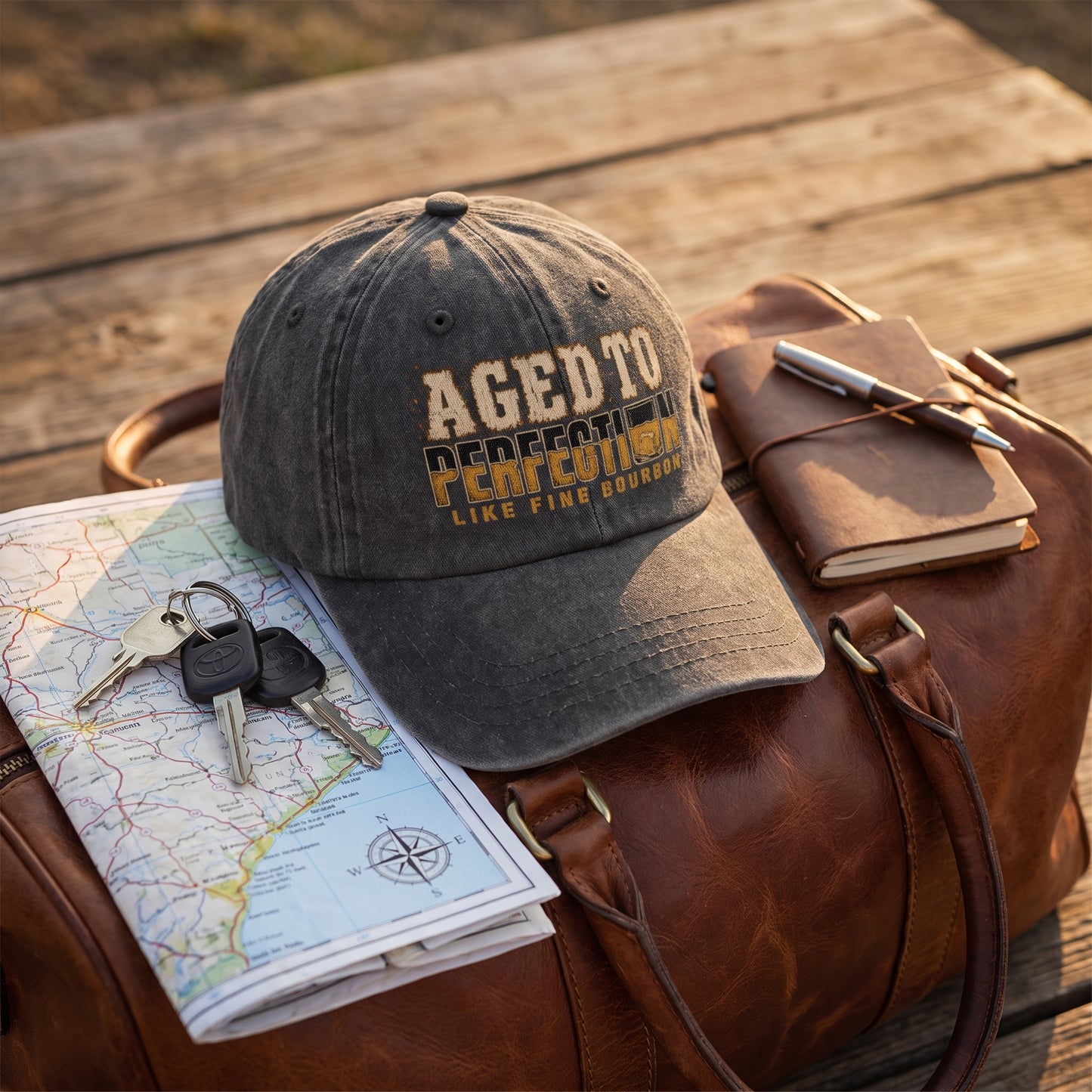 "Aged To Perfection Like Fine Bourbon" Vintage Washed Cap