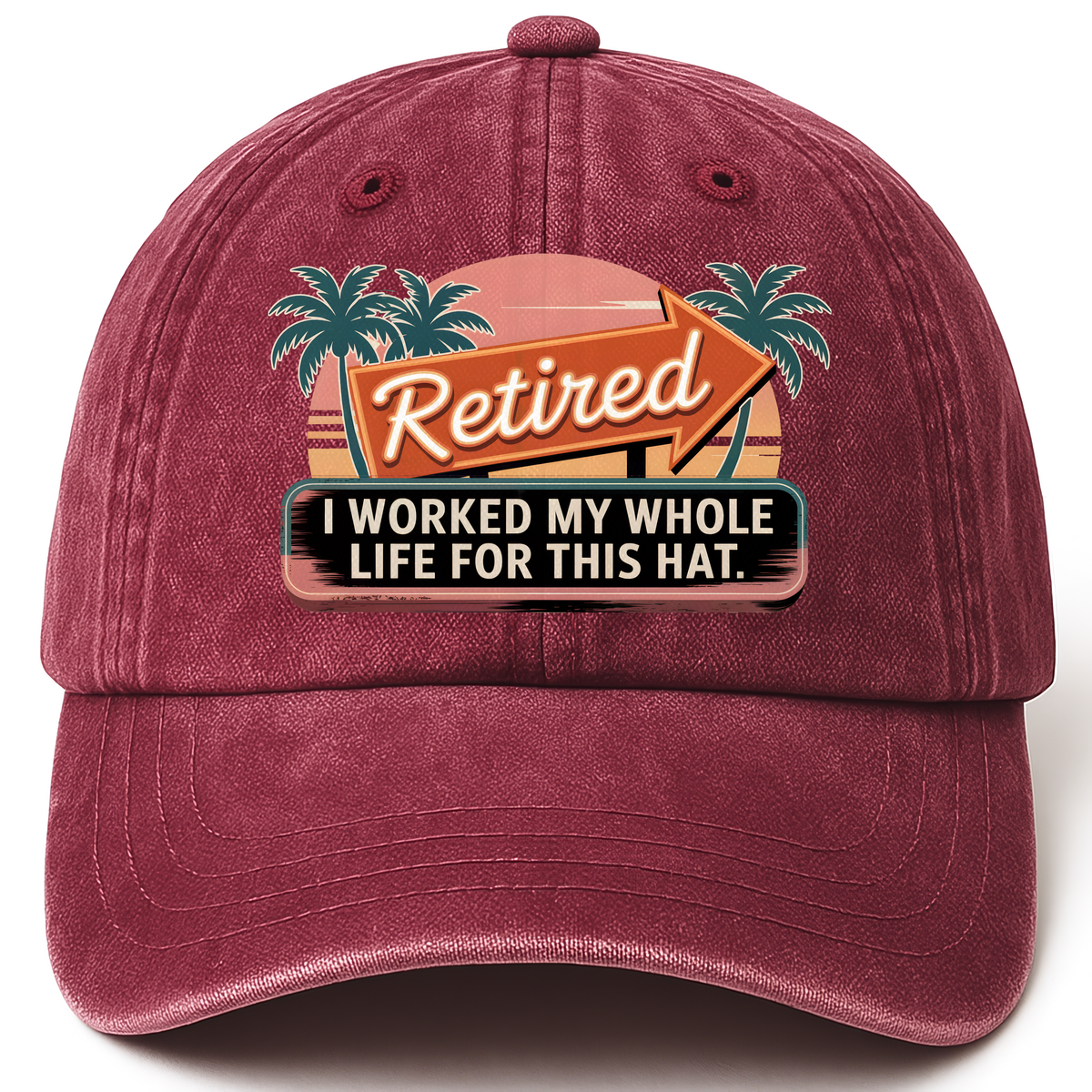 Wine Red vintage washed cap with Lifetime Achievement printed front design