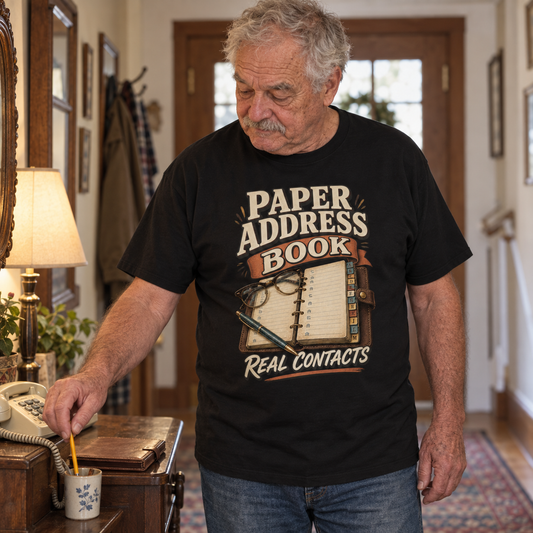 "Paper Address Book. Real Contacts" Vintage T-Shirt