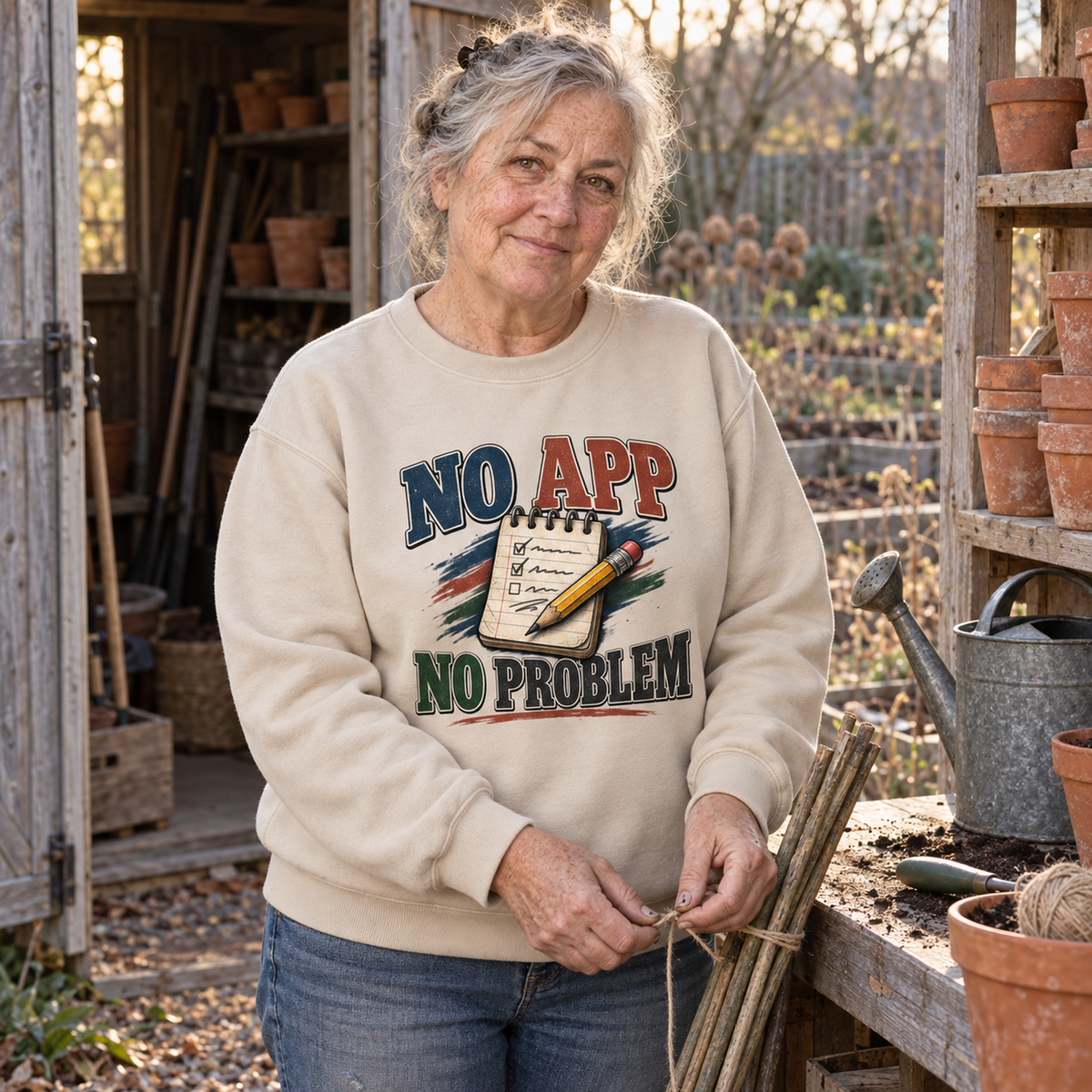 "No App. No Problem" Vintage Sweatshirt