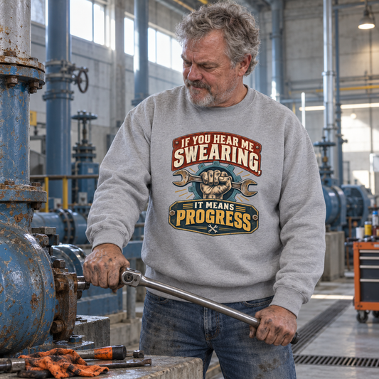 "If You Hear Me Swearing, It Means Progress" Vintage Sweatshirt