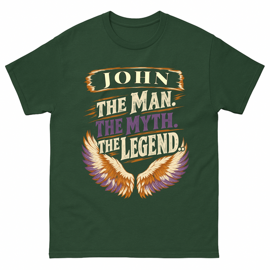 Forest Green vintage t-shirt with Your Name The Man The Myth The Legend Eagle Wings printed front design