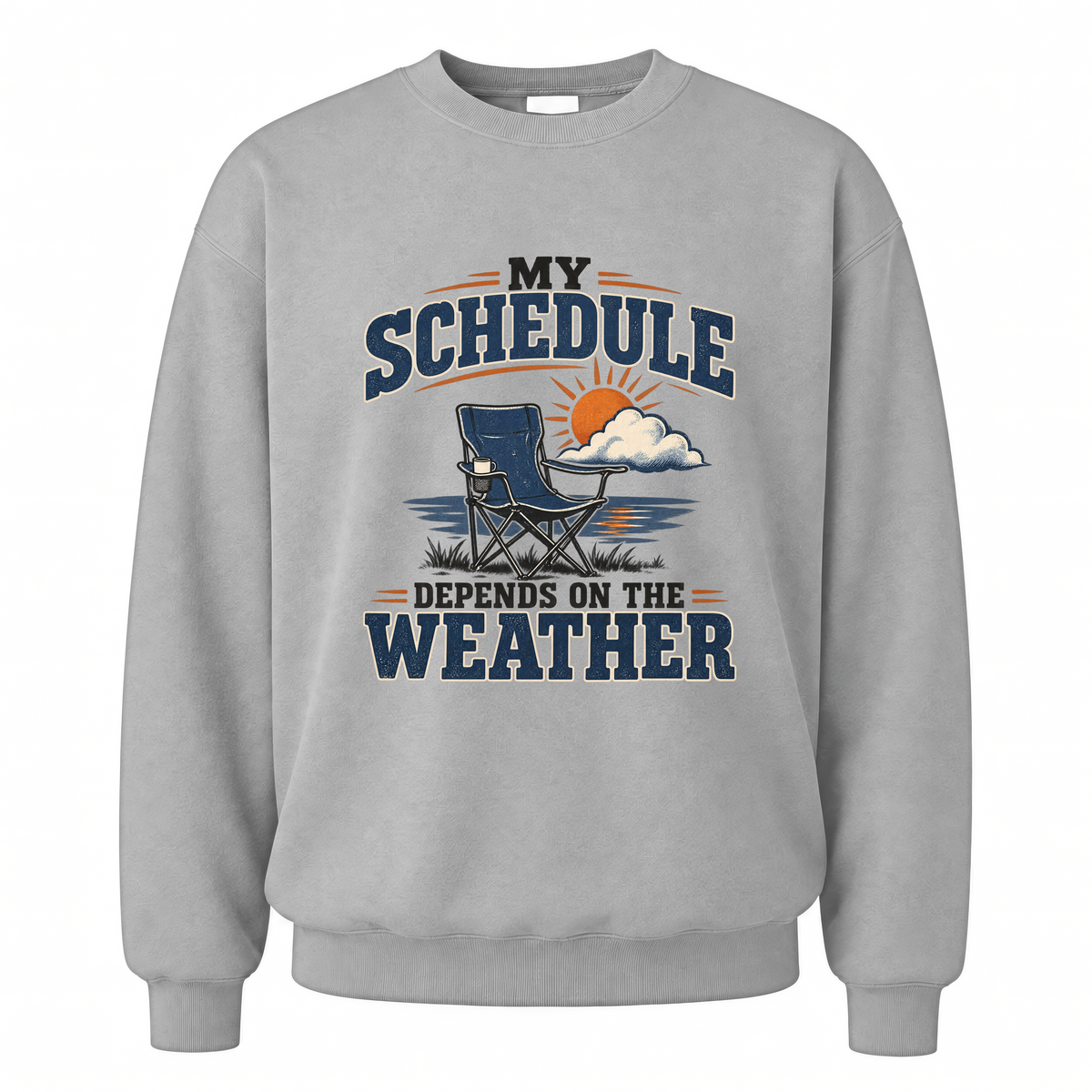 Sport Grey vintage sweatshirt with My Schedule Depends On The Weather printed front design