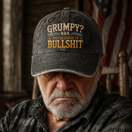 "Grumpy? Nah. Just Allergic to Bullsh*t" Vintage Washed Cap