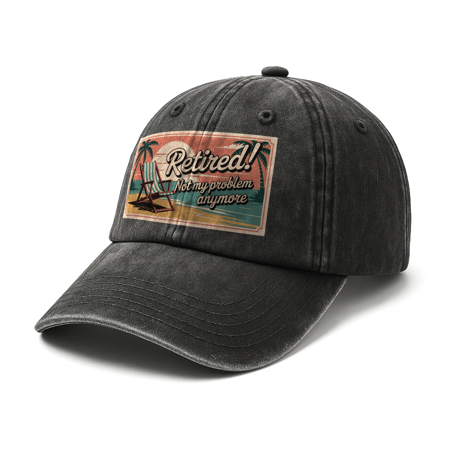 “Retired! Not My Problem Anymore” Sunset Postcard Retro Chill Cap