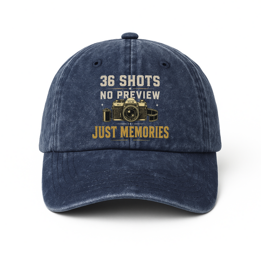 "36 Shots. No Preview. Just Memories" Vintage Washed Cap