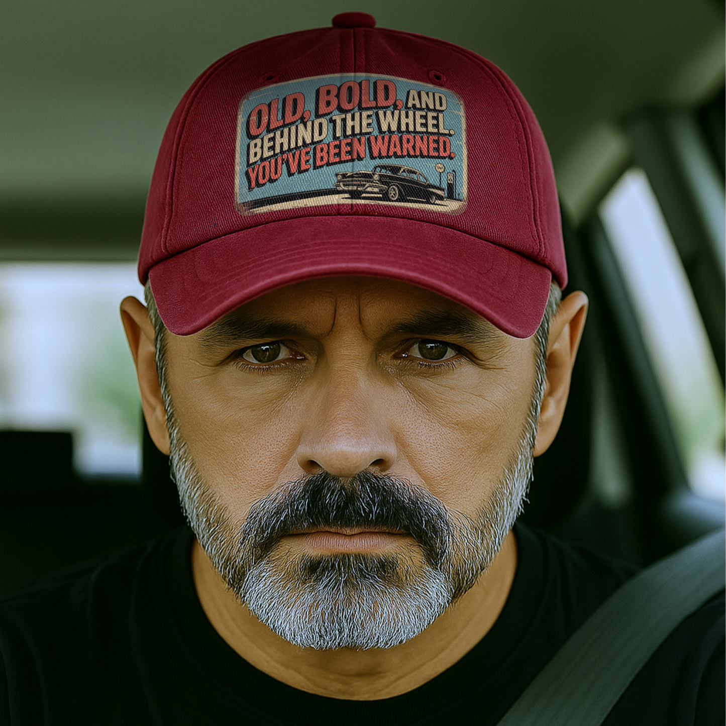 “Old, Bold, And Behind The Wheel. You’ve Been Warned.” Retro Pitstop Rebel Cap