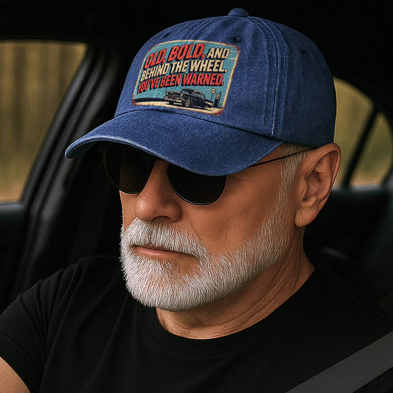 “Old, Bold, And Behind The Wheel. You’ve Been Warned.” Retro Pitstop Rebel Cap