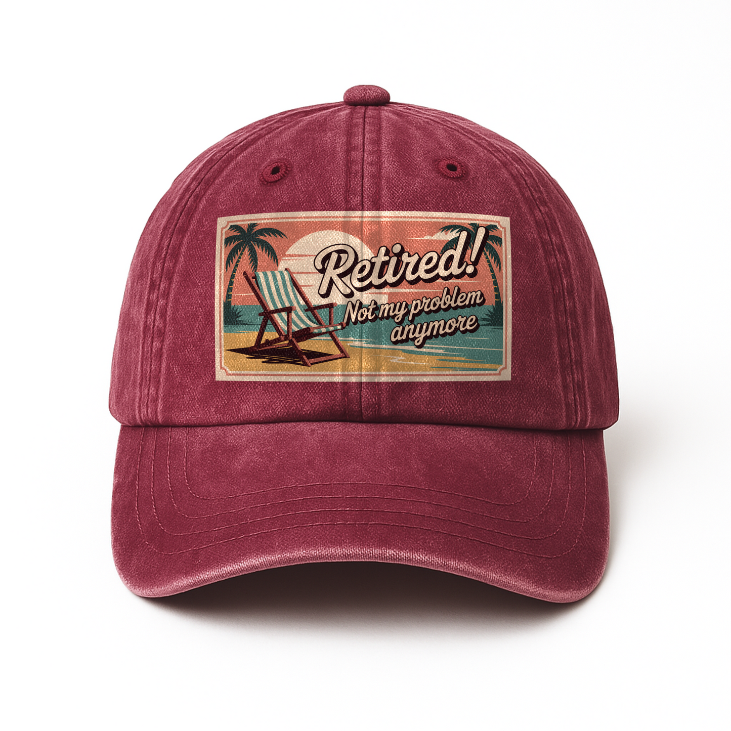 “Retired! Not My Problem Anymore” Sunset Postcard Retro Chill Cap