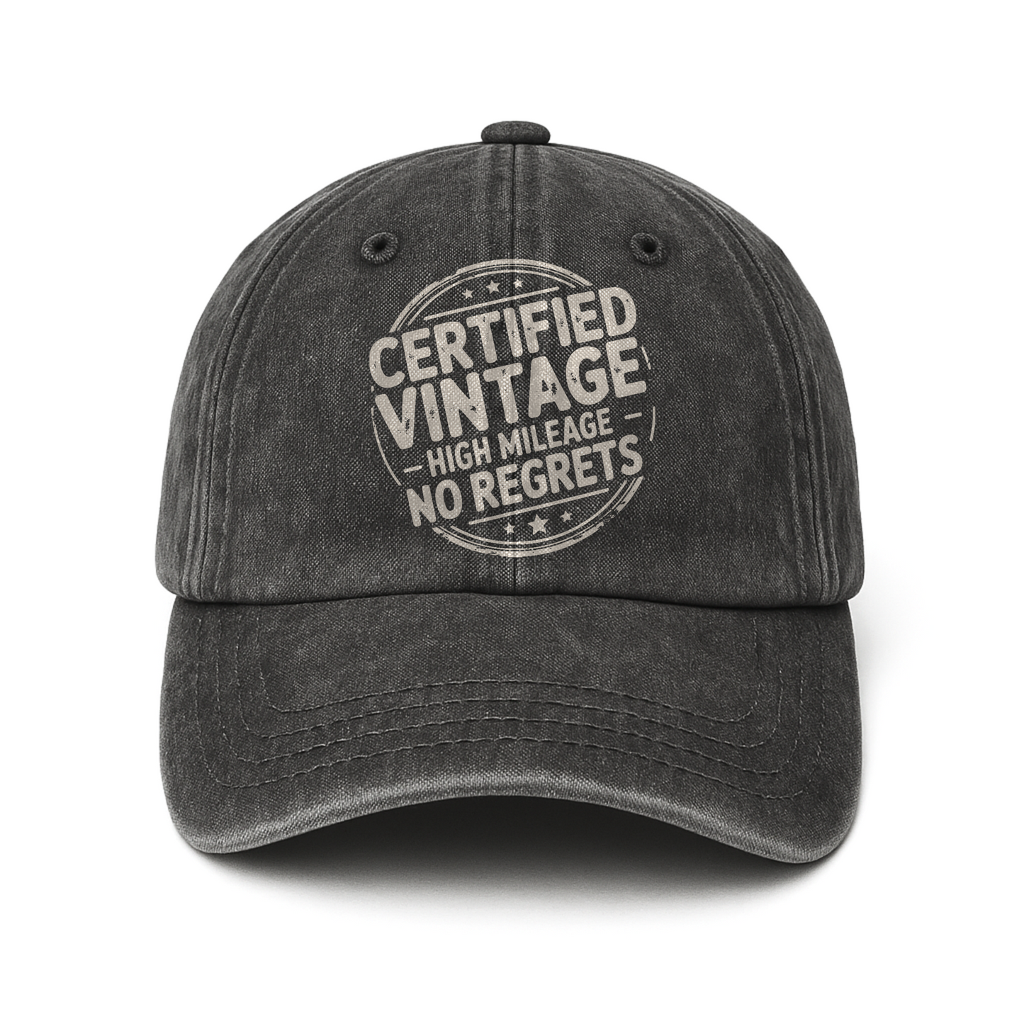 “Certified Vintage – High Mileage, No Regrets” Road Stamp Legacy Cap