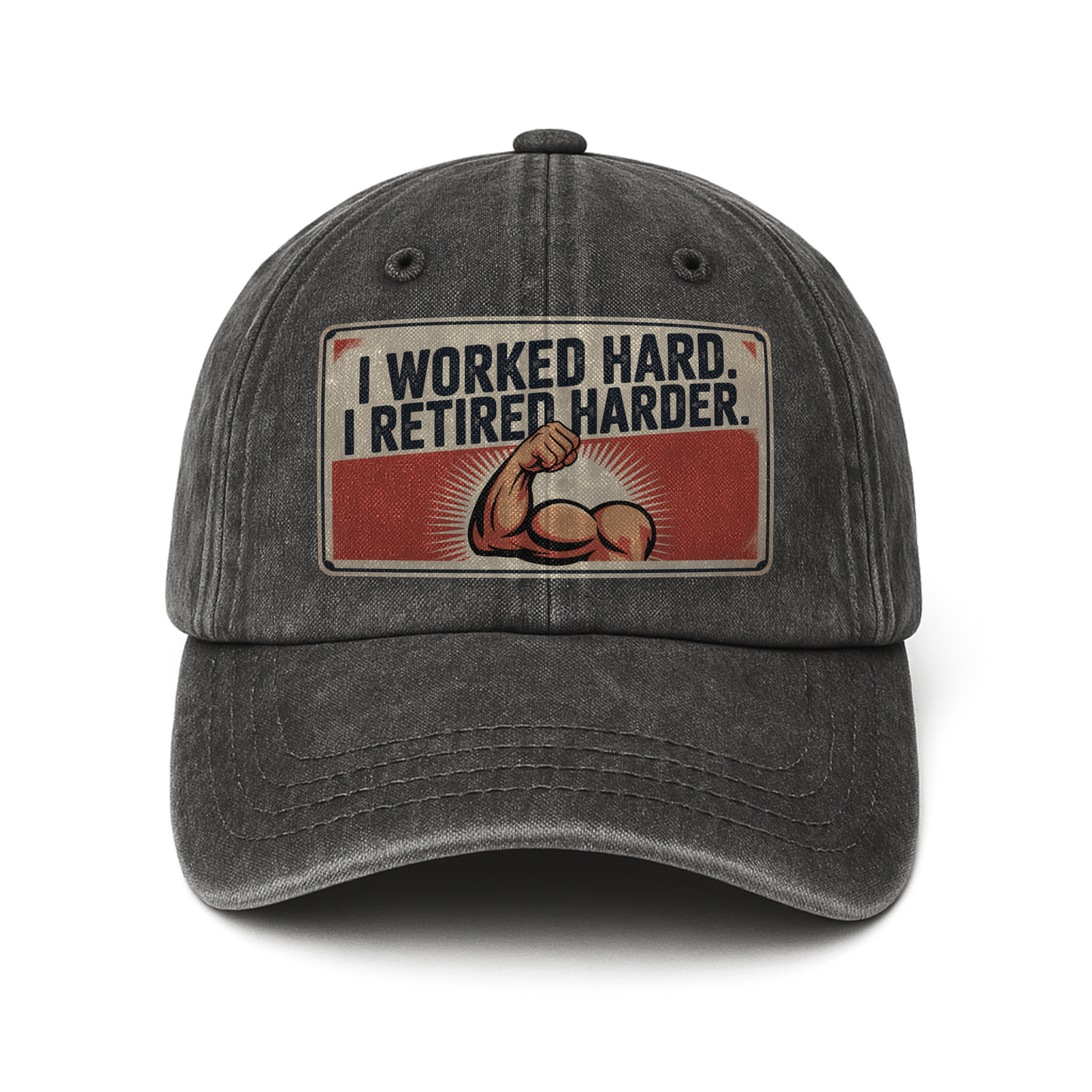 “I Worked Hard. I Retired Harder.” Atomic Hustle Retro Creed Cap