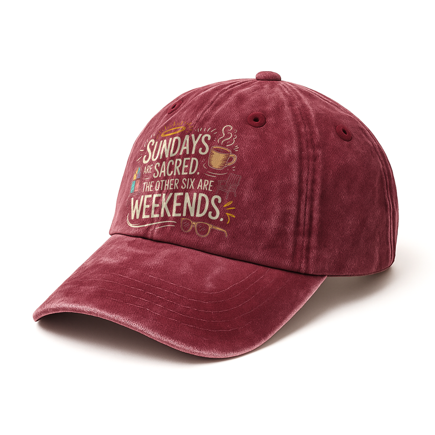 “Sundays Are Sacred. The Other Six Are Weekends” Cozy Blessing Sketch Cap