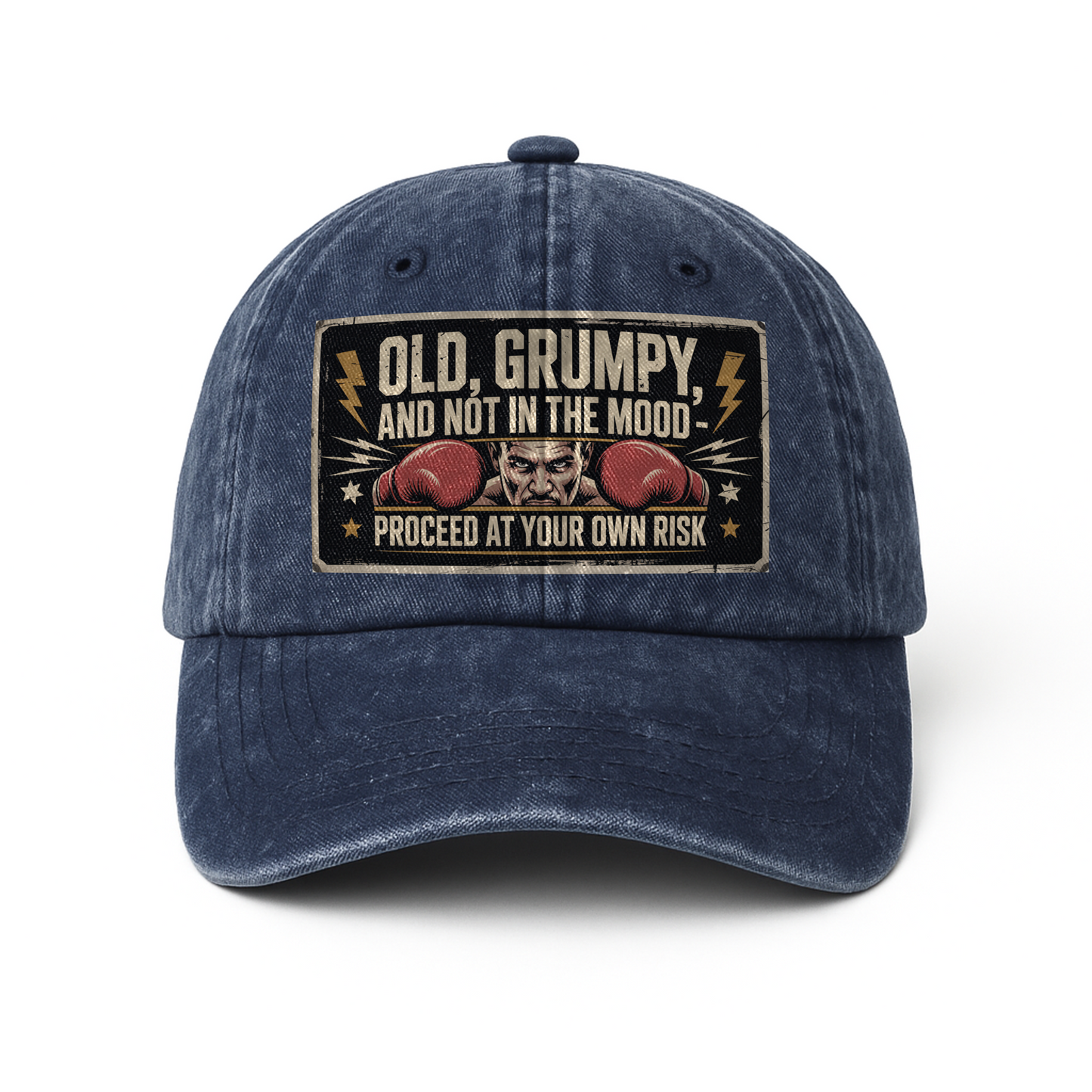“Old, Grumpy, And Not In The Mood – Proceed At Your Own Risk” Fight Poster Grit Cap