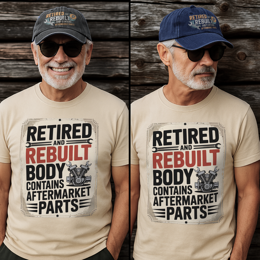 "Retired and Rebuilt. Body Contains Aftermarket Parts" Vintage T-Shirt
