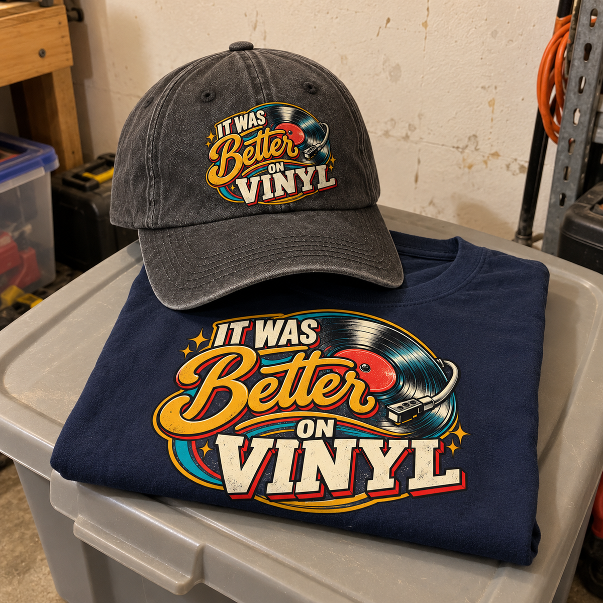 Matching set: It Was Better On Vinyl vintage washed cap and It Was Better On Vinyl vintage t-shirt