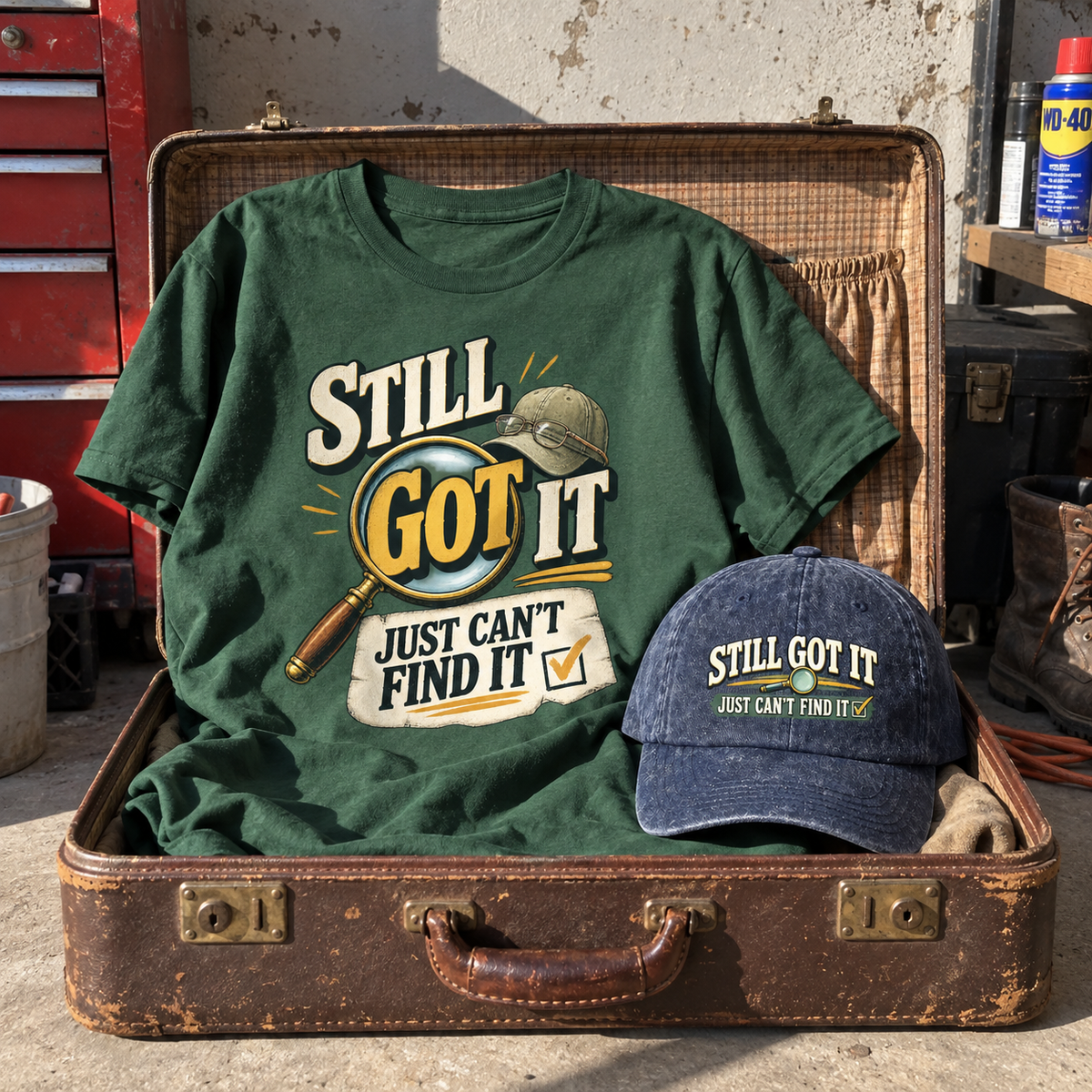 Matching set: Still Got It Just Can't Find It vintage washed cap and Still Got It Just Can't Find It vintage t-shirt