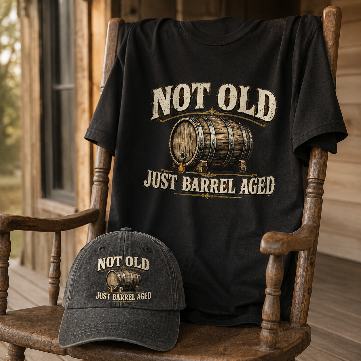 "Not Old, Just Barrel Aged" Vintage Washed Cap