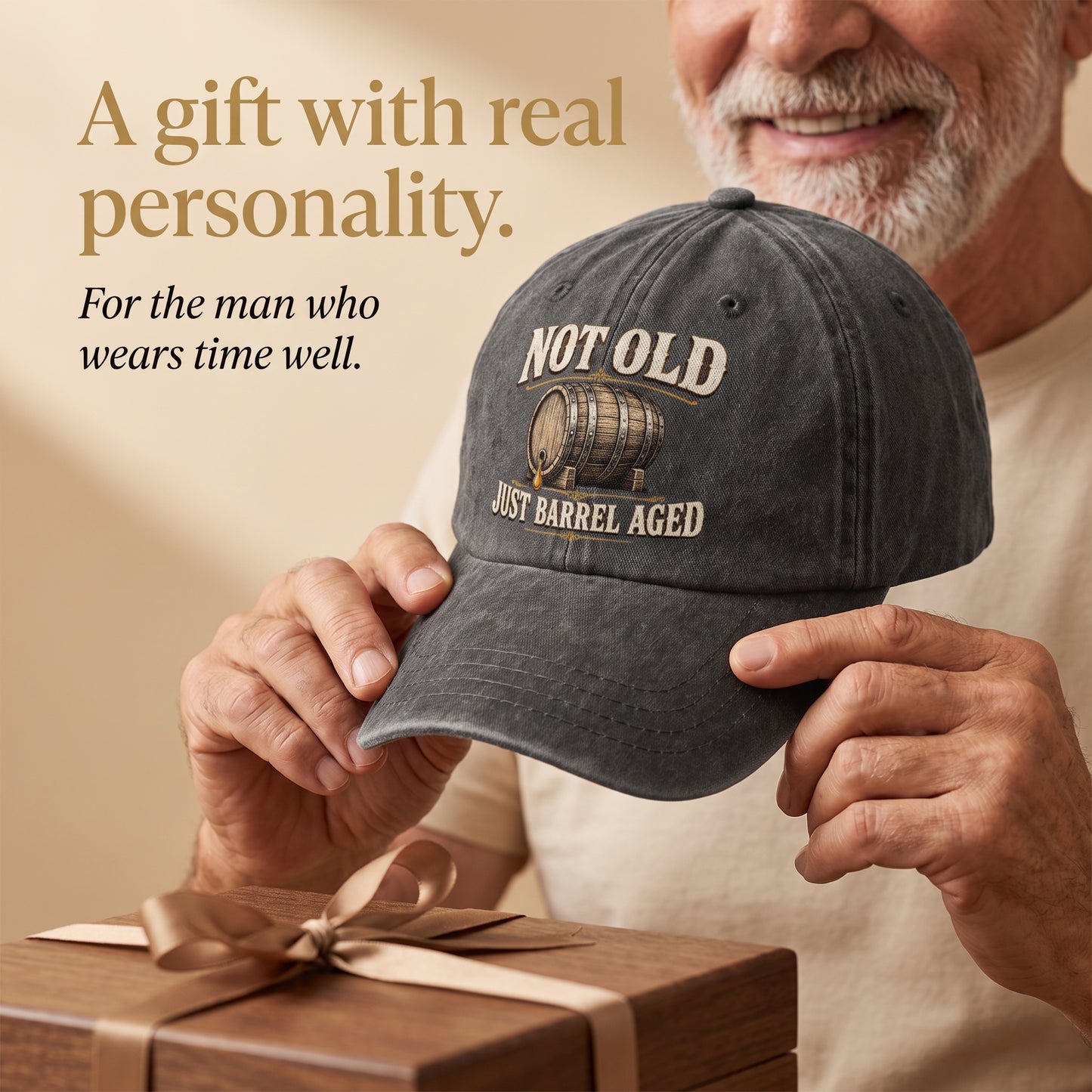 "Not Old, Just Barrel Aged" Vintage Washed Cap