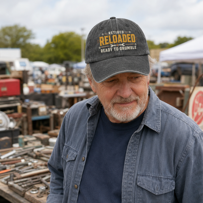 "Retired. Reloaded. Ready to Grumble" Vintage Washed Cap