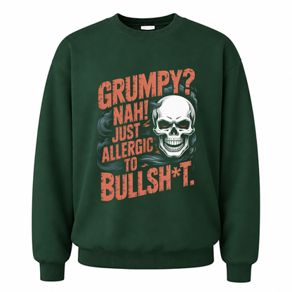 Forest Green vintage sweatshirt with Grumpy Nah! Just Allergic to Bullsht printed front design