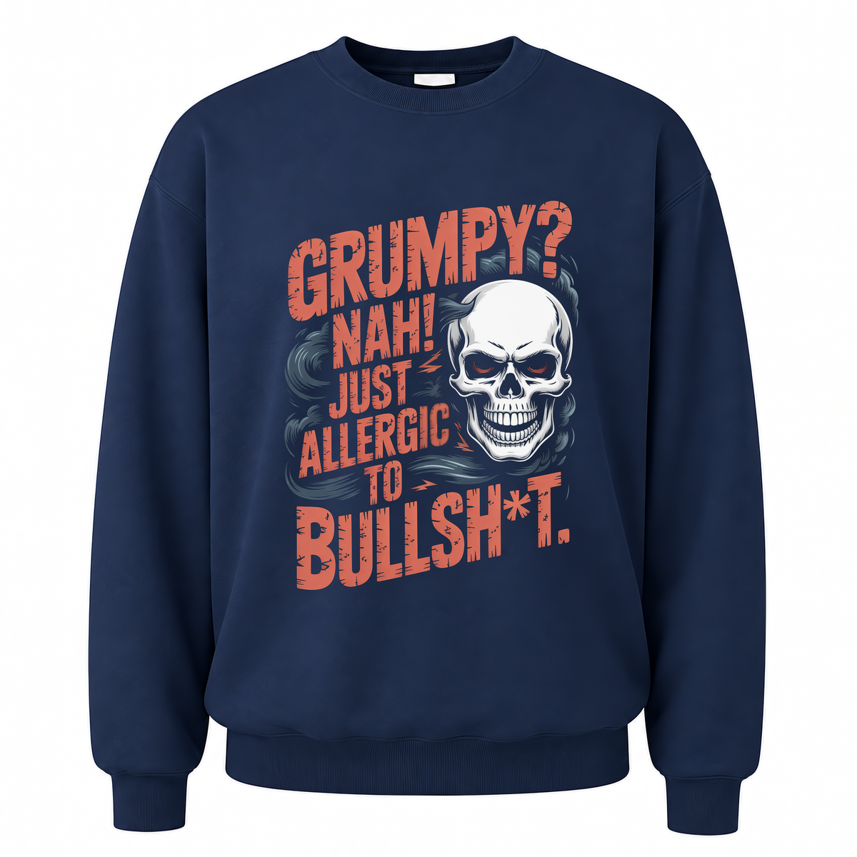 Navy vintage sweatshirt with Grumpy Nah! Just Allergic to Bullsht printed front design