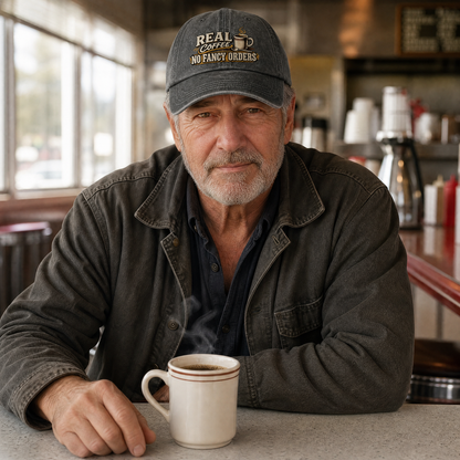 "Real Coffee. No Fancy Orders" Vintage Washed Cap