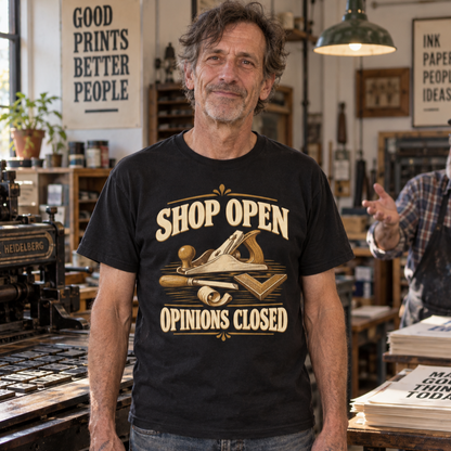 "Shop Open. Opinions Closed" Vintage T-Shirt