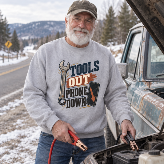"Tools Out. Phone Down" Vintage Sweatshirt