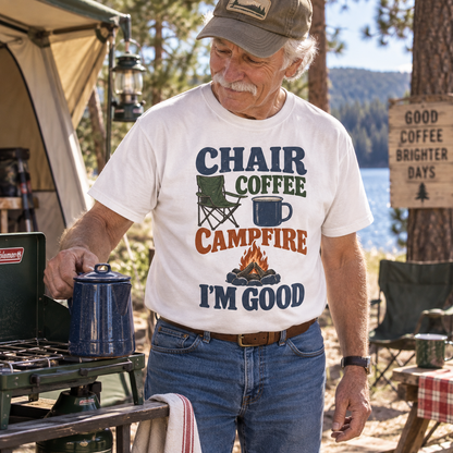 "Chair Coffee Campfire. I'm Good" Vintage T-Shirt