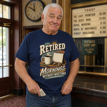 "Retired. Mornings Without Meetings" Vintage T-Shirt