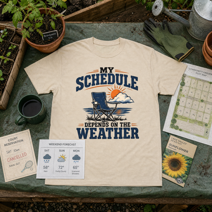 "My Schedule Depends On The Weather" Vintage T-Shirt